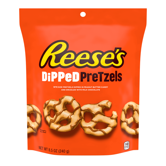 Image of REESES Peanut Butter Milk Chocolate Dipped Pretzels 8.5 oz. Share Bag Packaging