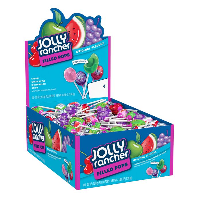 Image of JOLLY RANCHER Original Filled Lollipops Changemaker Candy Box, 100 Count Packaging
