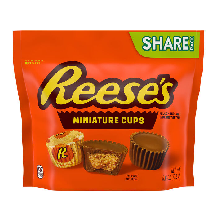Image of REESE'S Miniatures Milk Chocolate Peanut Butter Cups Candy Share Pack, 9.6 oz Packaging