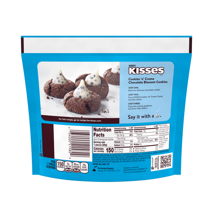 Image of KISSES Cookies N Crème 10 oz. Share Bag Packaging
