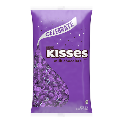 HERSHEY'S KISSES Purple Foils Milk Chocolate Candy Bulk Bag, 60 oz