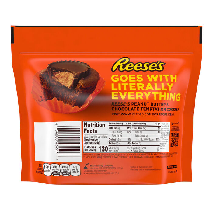 Image of REESES Dark Chocolate Peanut Butter Miniature Cups 10.2 oz Candy Bag Packaging