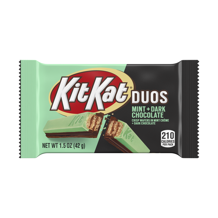 Image of KIT KAT Duos Dark Chocolate Mint Standard Bar, 1.5 oz. Packaging