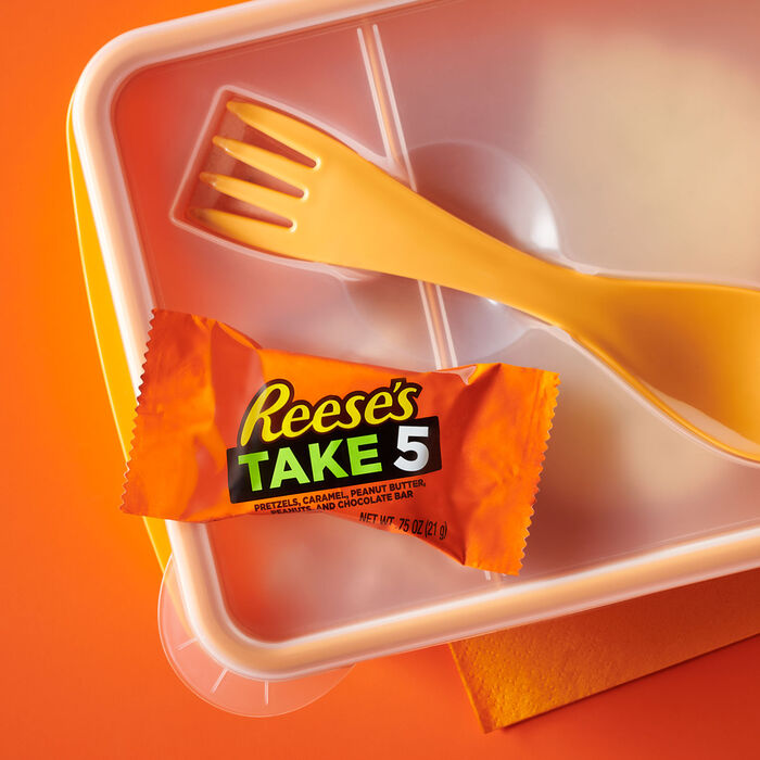 Image of REESE'S TAKE 5 Milk Chocolate Peanut Butter Snack Size 10oz Candy Bag Packaging