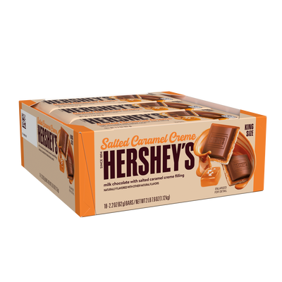 HERSHEY'S Salted Caramel Creme Flavored King Size Candy Bar, 2.2 oz (18 Count)
