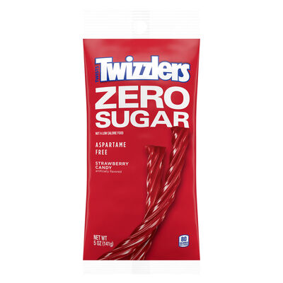 TWIZZLERS Zero Sugar Twists Strawberry Flavored Licorice Style Candy Bag, 5 oz