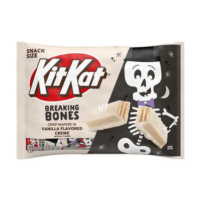 KIT KAT&reg; Breaking Bones Vanilla Flavored Creme Wafer Snack Size, Halloween Candy Bag, 10.29 oz