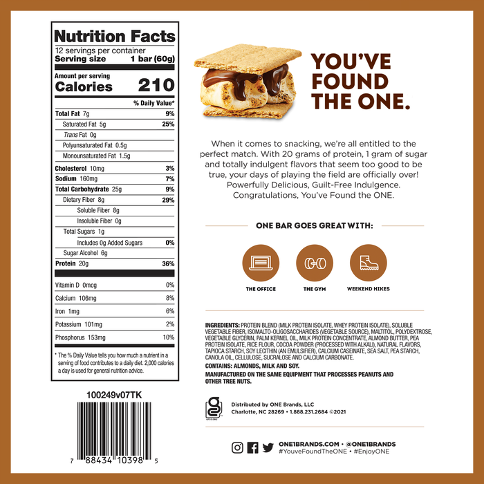 Image of ONE S'mores Flavored Protein Bars, 2.12 oz (12 Count) Packaging