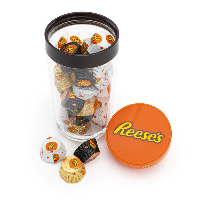 Image of REESE'S Milk Chocolate, Dark Chocolate, White Crème Miniatures Assortment-Filled Tube, 8 oz Packaging