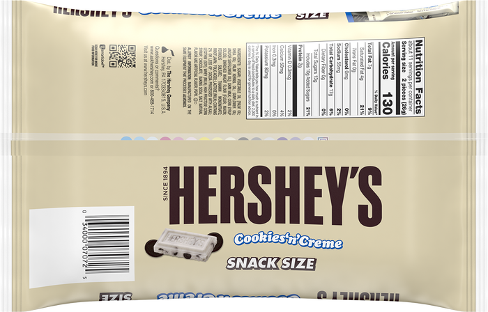 Image of HERSHEY'S Cookies 'n' Crème Snack Size, 10.35 oz. Packaging