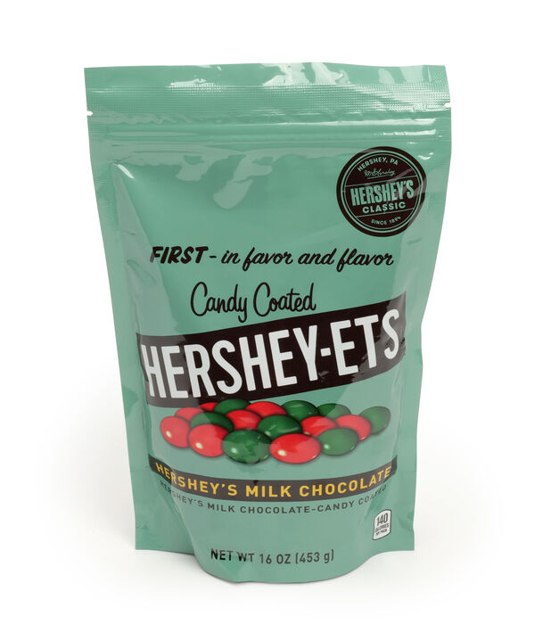 Image of HERSHEY'S HERSHEY-ETS Holiday Candy Coated Milk Chocolate Candy 16oz Bag Packaging