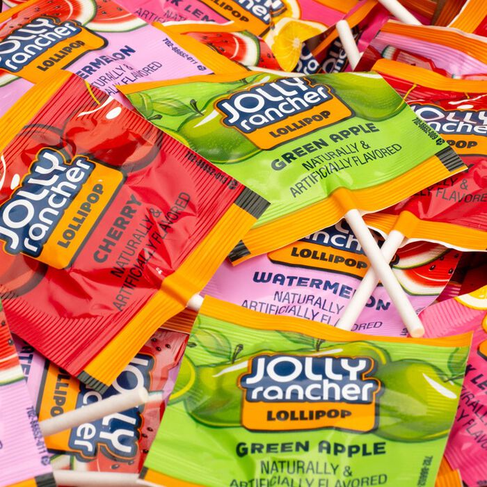 Image of JOLLY RANCHER Lollipops Assorted Flavors 5lb Bulk Box Packaging