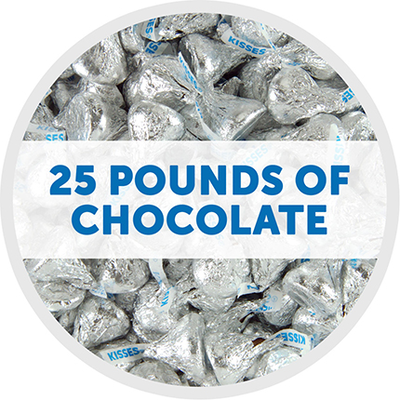 KISSES Milk Chocolates in Silver Foils - 25 lbs.