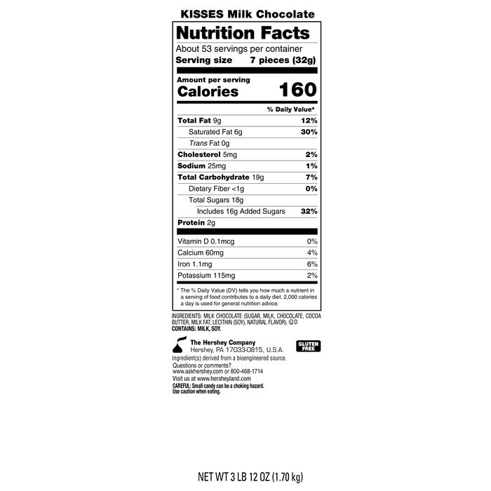 Image of HERSHEY'S KISSES Blue and Silver Foils Chocolate Candy Bulk Bag, 60 oz Packaging