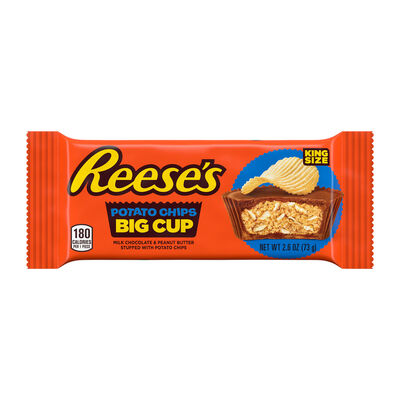 REESES BIG CUP Milk Chocolate Peanut Butter Cups with Potato Chips King Size Candy Bar 2.6oz Candy Bar