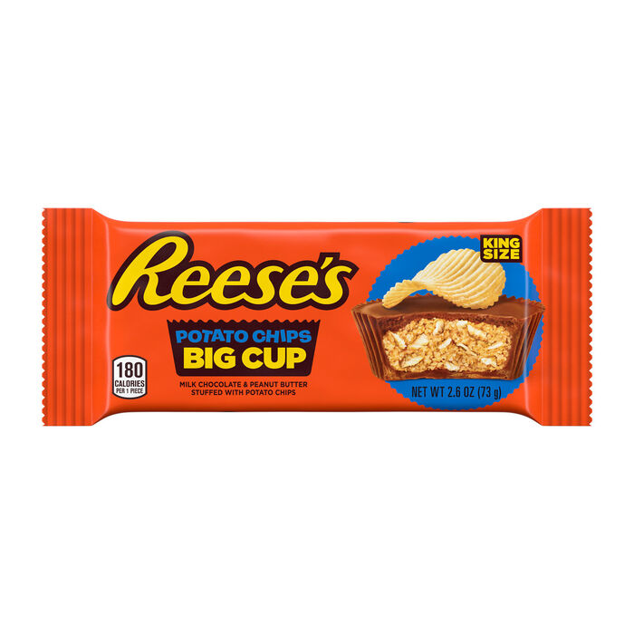 Image of REESES BIG CUP Milk Chocolate Peanut Butter Cups with Potato Chips King Size Candy Bar 2.6oz Candy Bar Packaging