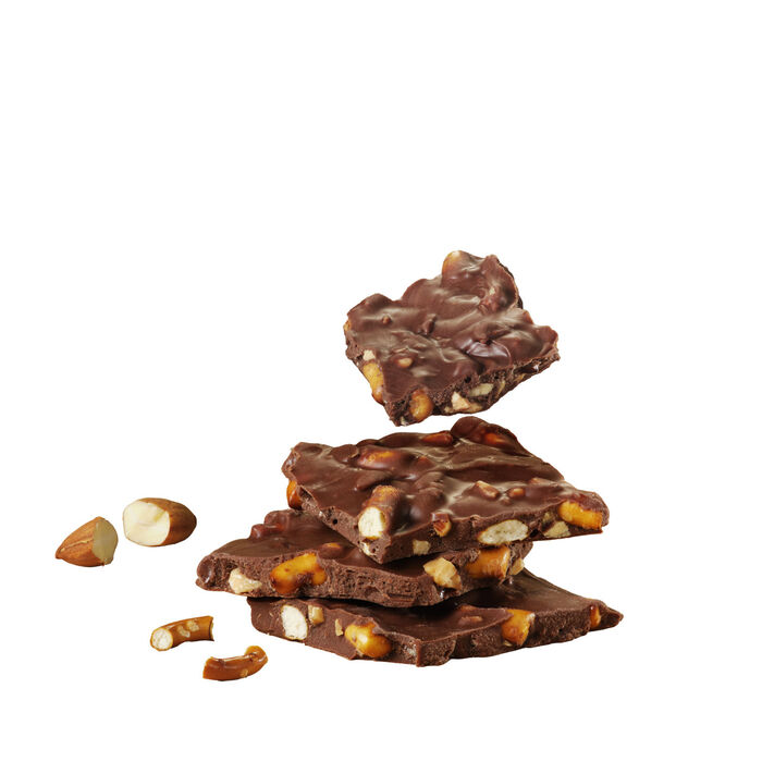 Image of HERSHEY'S Milk Chocolate Candy Bark with Almonds and Salted Pretzels Bag, 6 oz Packaging