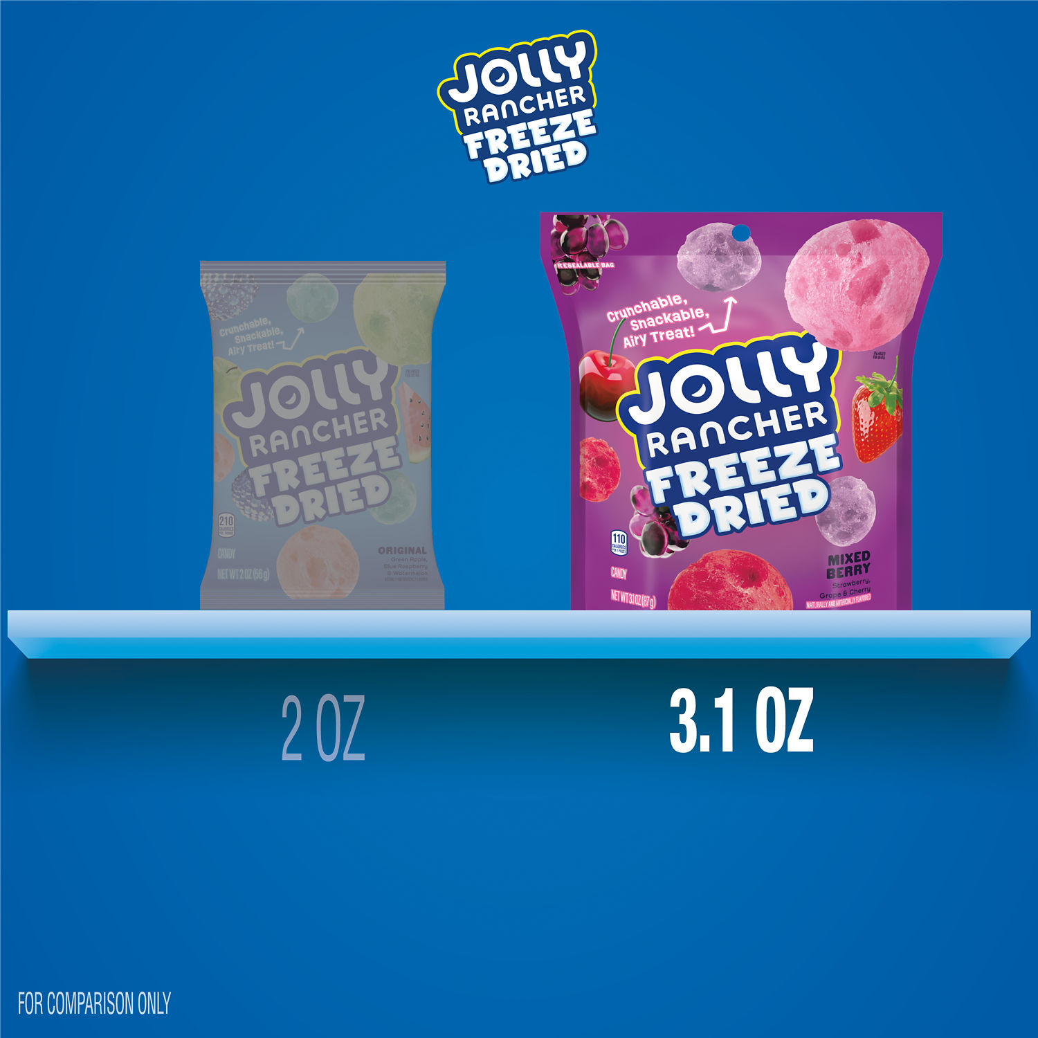 りりー JOLLY RANCHER Freeze Dried Mixed Berry Flavored Candy Bag, 3.1 oz
