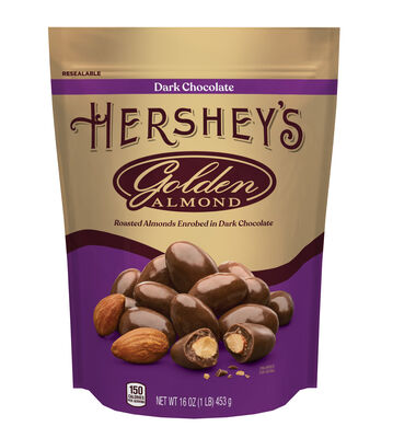 GOLDEN ALMOND Dark Chocolate Covered Almonds 16oz Pouch