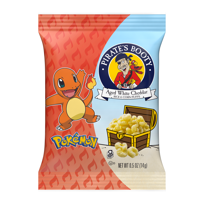 Image of PIRATE'S BOOTY Pokémon Aged White Cheddar Rice & Corn Puffs, 0.5 oz Bags (18 Count) Packaging