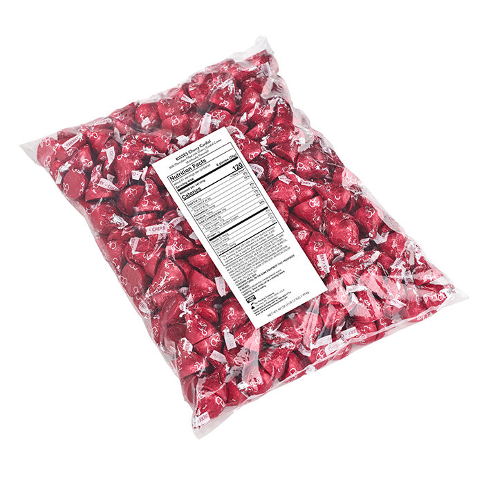 Image of HERSHEY&rsquo;S KISSES Cherry Cordial Candy, Bulk Bag (60oz) Packaging