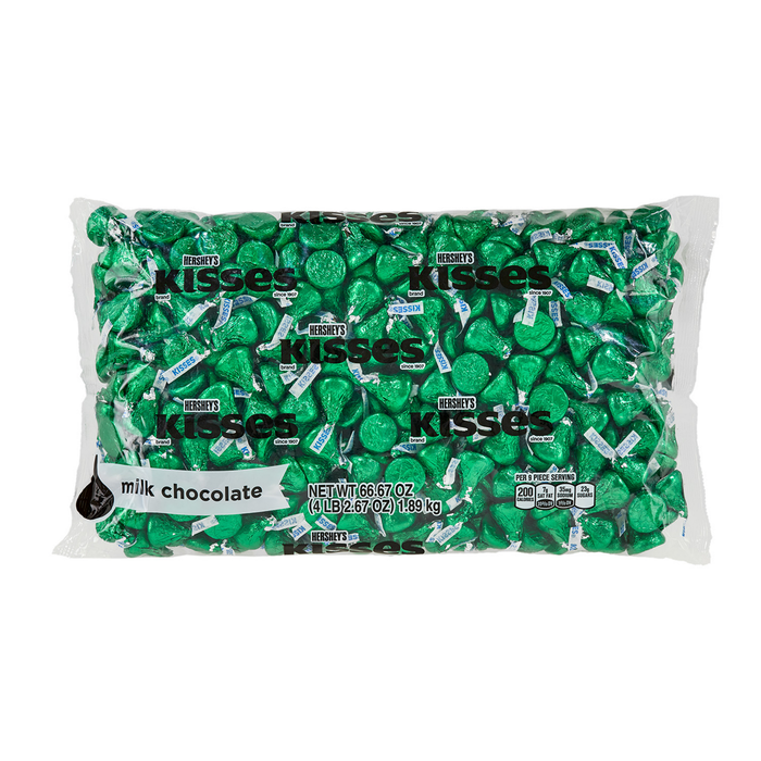 Image of KISSES Milk Chocolates in Dark Green Foils - 4.16 lbs. [4.16 lb. bag] Packaging