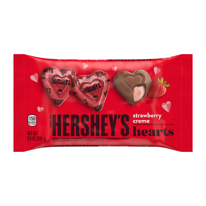 Image of HERSHEY'S Strawberry Creme Flavored Hearts, Valentine's Day, Candy Bag, 8.8 oz Packaging