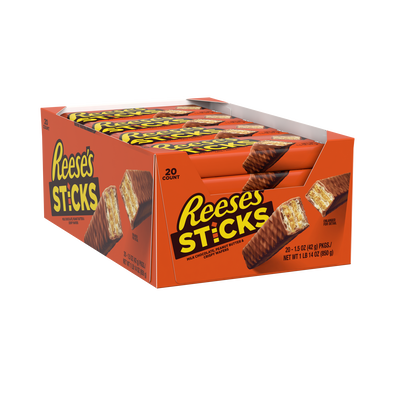 REESE'S STICKS Milk Chocolate Peanut Butter Candy Bars, 1.5 oz (20 Count)