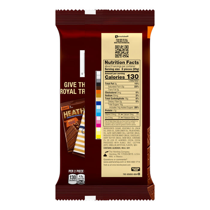 Image of HEATH Milk Chocolate English Toffee Giant 7.13oz Candy Bar Packaging
