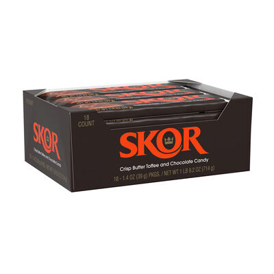 SKOR Crisp Butter Toffee and Chocolate Candy Bars, 1.4 oz (18 Count)