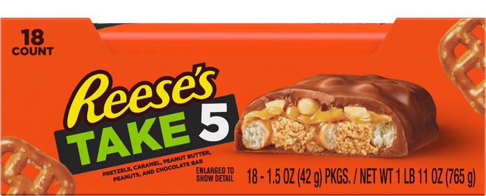 Image of REESE'S TAKE 5 Milk Chocolate Peanut Butter Standard Size 1.5oz Candy Bar Packaging