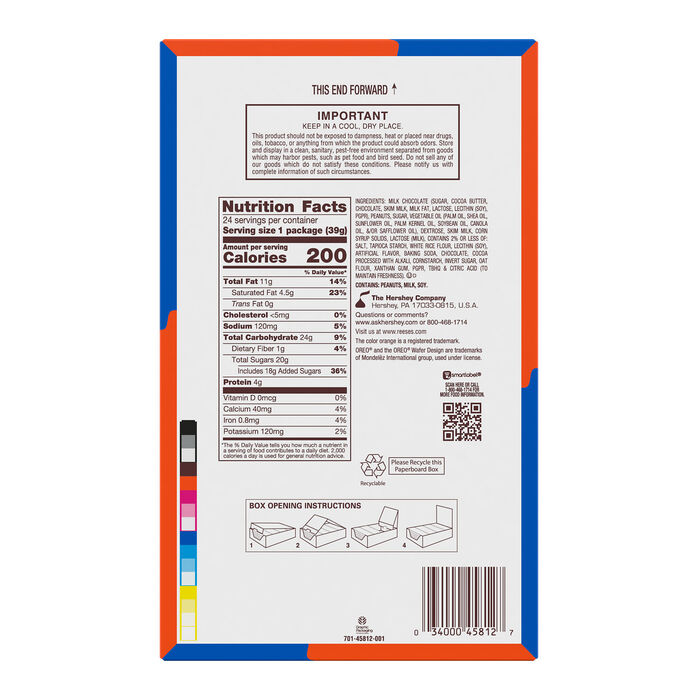 Image of REESE'S OREO® Milk Chocolate and White Creme Peanut Butter Cups Candy Packs, 1.4 oz (24 Count) Packaging