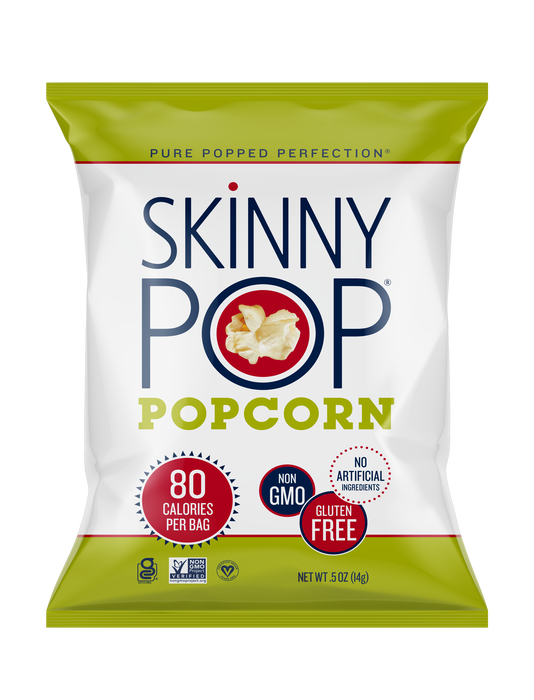 Image of SKINNYPOP and PIRATE'S BOOTY Family Snack Pack Popped Popcorn and Aged White Cheddar Puffs, 0.5 - 0.8 oz Bags (20 Count) Packaging