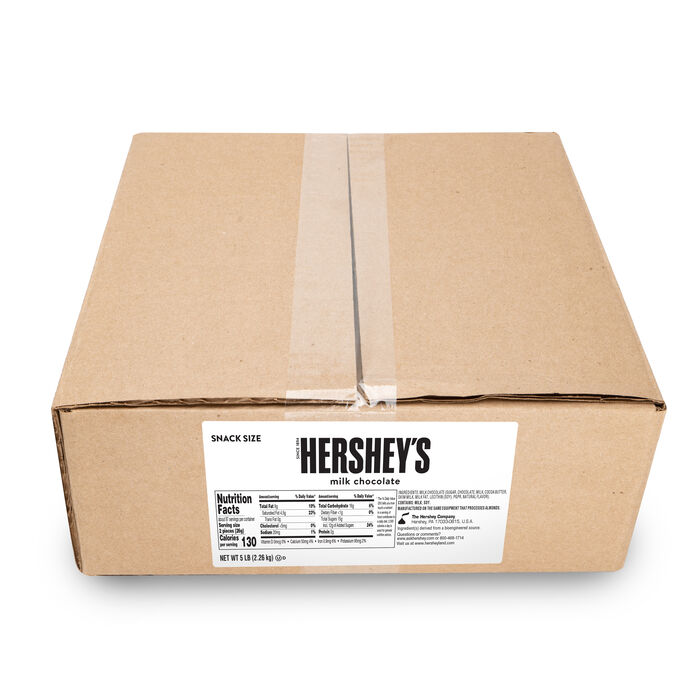 Image of HERSHEY’S Snack Size Milk Chocolates 5 lbs. Bulk Candy Box Packaging