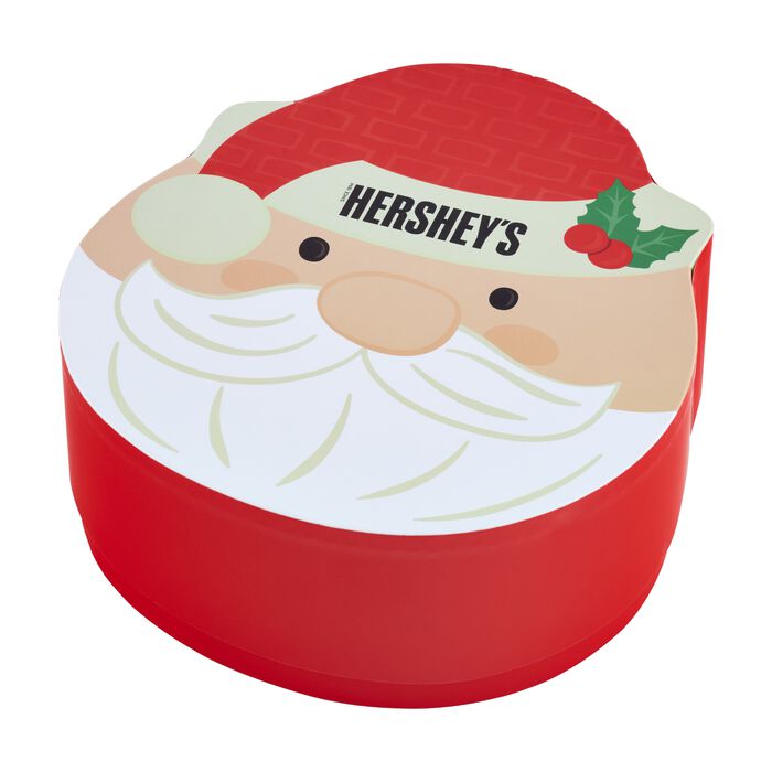 Image of HERSHEY'S Assorted Snack Size Santas Filled Santa Shaped Holiday Gift Box, 1 lb Packaging