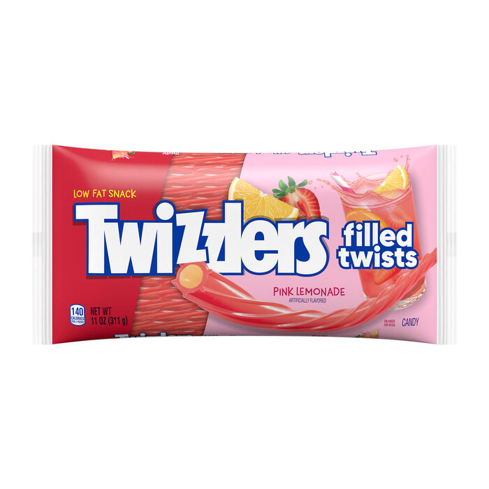 Image of TWIZZLERS Filled Twists Pink Lemonade Flavored Licorice Style Candy  Bag, 11 oz Packaging