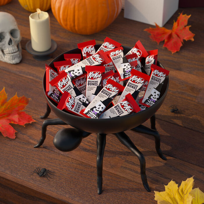 Image of KIT KAT&reg; Breaking Bones Vanilla Flavored Creme Wafer Snack Size, Halloween Candy Bag, 10.29 oz Packaging