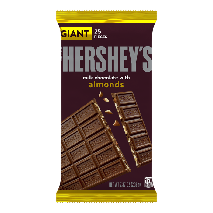 Image of HERSHEY'S Milk Chocolate Almond Giant 7.37oz Candy Bar Packaging