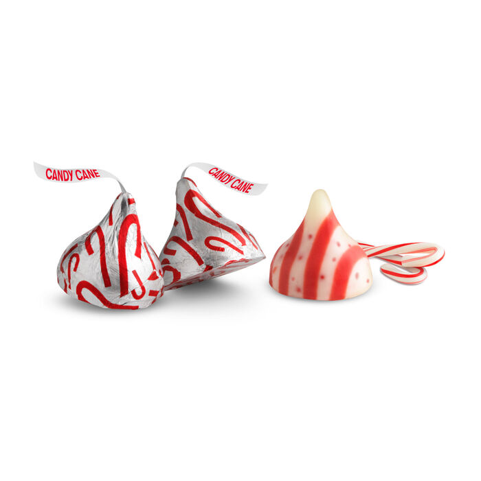 Image of HERSHEY'S KISSES Candy Cane Flavored, Christmas , Candy Bag, 8.2 oz Packaging