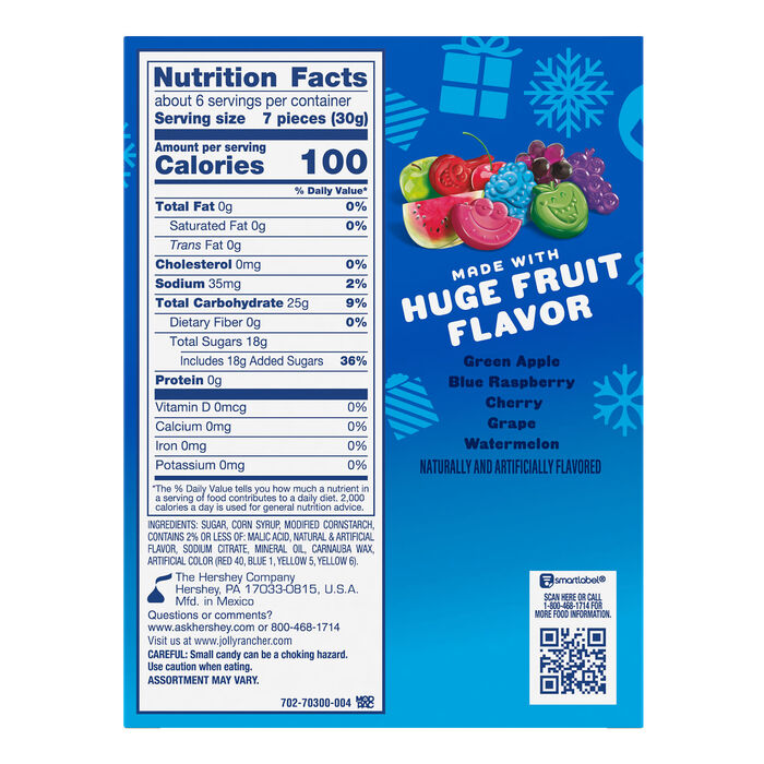 Image of JOLLY RANCHER Original Fruit Flavored Gummies, Christmas Candy Gift Box, 6 oz Packaging