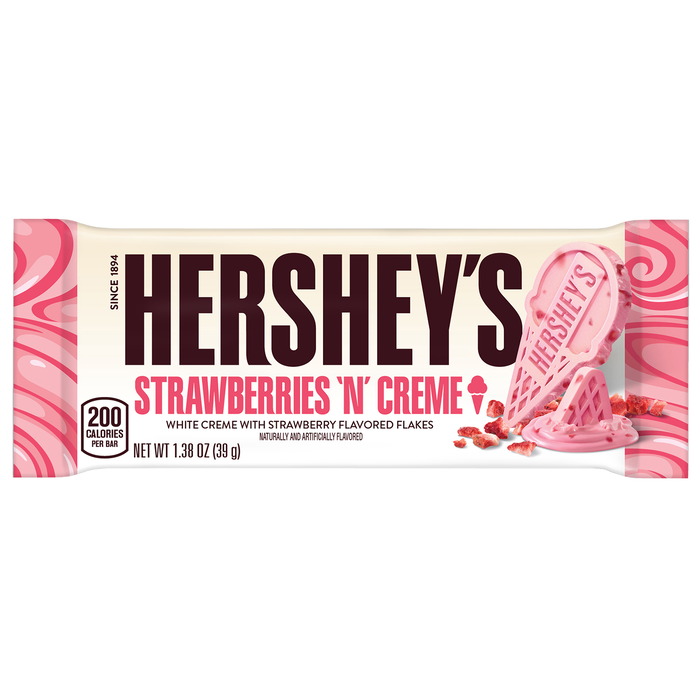 Image of HERSHEY'S Ice Cream Shoppe Strawberries ‘N' Creme Flavored Candy Bar, 1.38 oz. Packaging