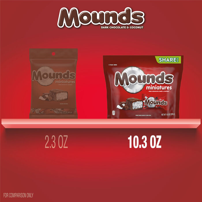 Image of MOUNDS Dark Chocolate Coconut Miniatures 10.30oz Candy Bag Packaging