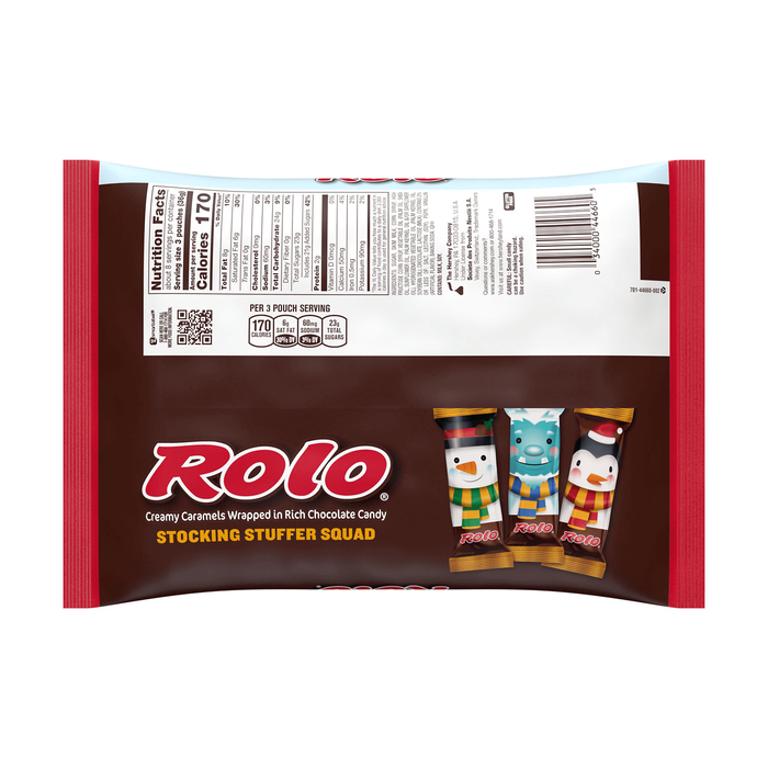 Image of Holiday ROLO Milk Chocolate Caramels Stocking Stuffer Squad Snack Size, 10 oz. Bag Packaging