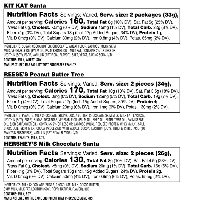 Image of HERSHEY'S Assorted Snack Size Red and Green Holiday Gift Tin, 24 oz Packaging