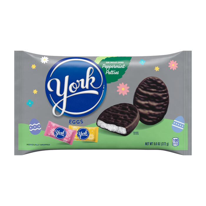 Image of YORK Dark Chocolate Peppermint Patties Easter Eggs Bag, 9.6 oz Packaging