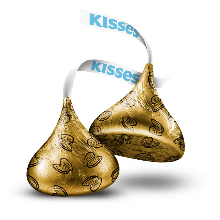 Image of HERSHEY'S KISSES Milk Chocolates with Almonds in Gold Foils - 66.7oz Candy Bag Packaging