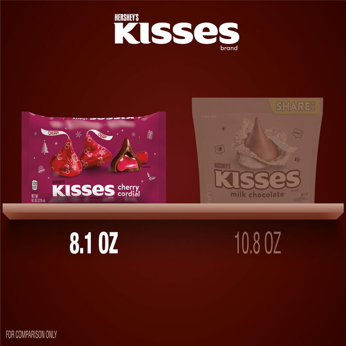 Image of HERSHEY'S KISSES Cherry Cordial Flavored, Christmas , Candy Bag, 8.1 oz Packaging