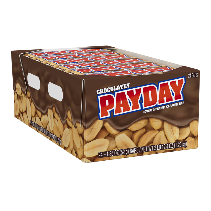 Image of PAYDAY Chocolatey Peanut Caramel Candy Bars, 1.85 oz (24 Count) Packaging
