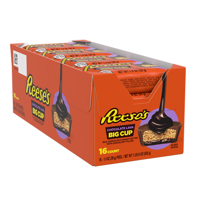 REESE'S BIG CUP Milk Chocolate Peanut Butter Cups with Chocolate Lava, 1.4 oz (16 Count)