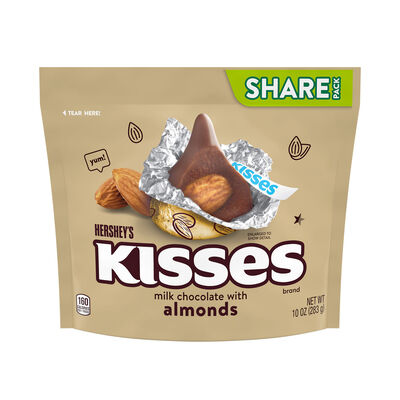 KISSES Milk Chocolates with Almonds 10oz Candy Bag